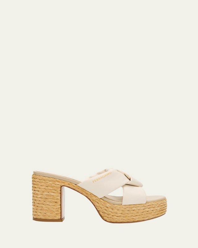 Douglas Padded Leather Espadrille Platform Sandals